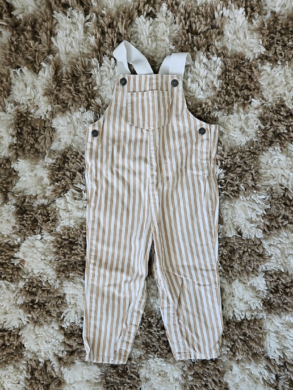 Carter's Tan and White Striped Overalls | 24 Months